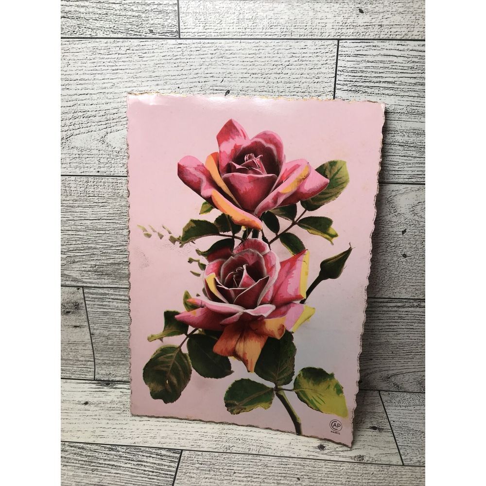 Vintage Roses Floral Post Card 1930-40s Photograph Ephemera Memorabilia Souvenir
